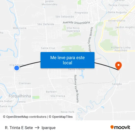 R. Trinta E Sete to Iparque map