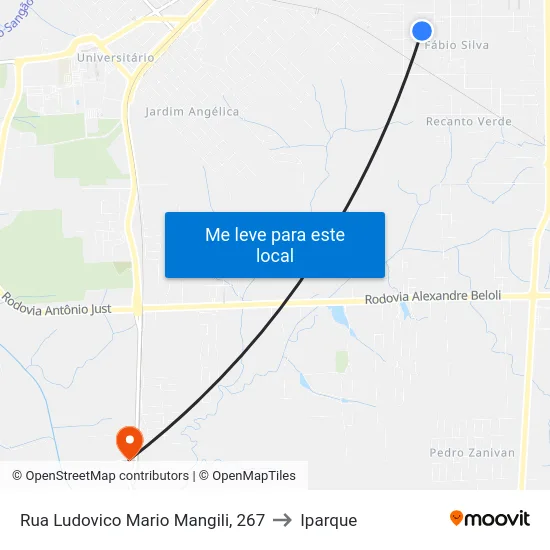 Rua Ludovico Mario Mangili, 267 to Iparque map