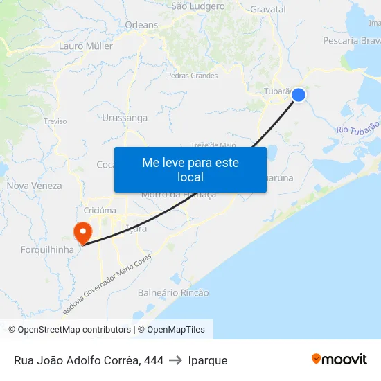 Rua João Adolfo Corrêa, 444 to Iparque map