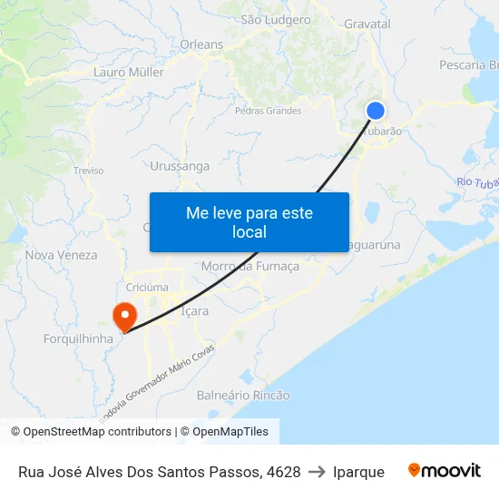 Rua José Alves Dos Santos Passos, 4628 to Iparque map