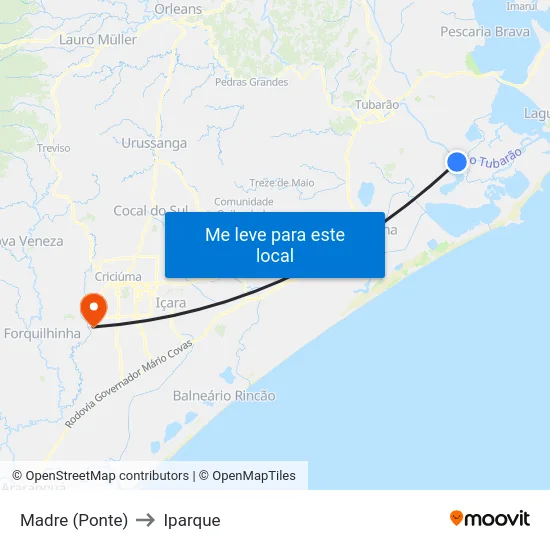 Madre (Ponte) to Iparque map