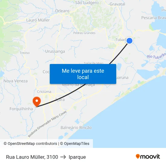 Rua Lauro Müller, 3100 to Iparque map