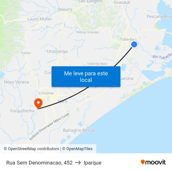 Rua Sem Denominacao, 452 to Iparque map