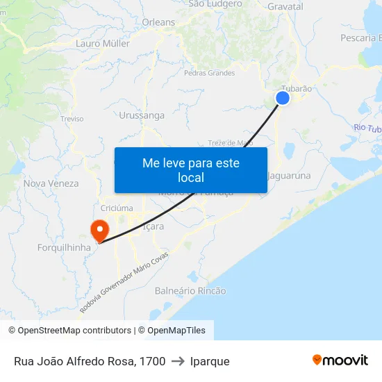 Rua João Alfredo Rosa, 1700 to Iparque map