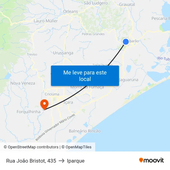 Rua João Bristot, 435 to Iparque map