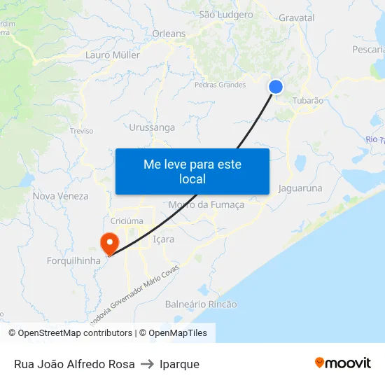 Rua João Alfredo Rosa to Iparque map