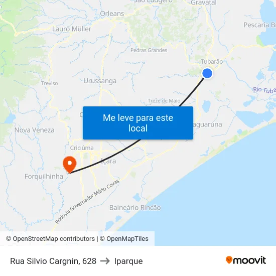 Rua Silvio Cargnin, 628 to Iparque map