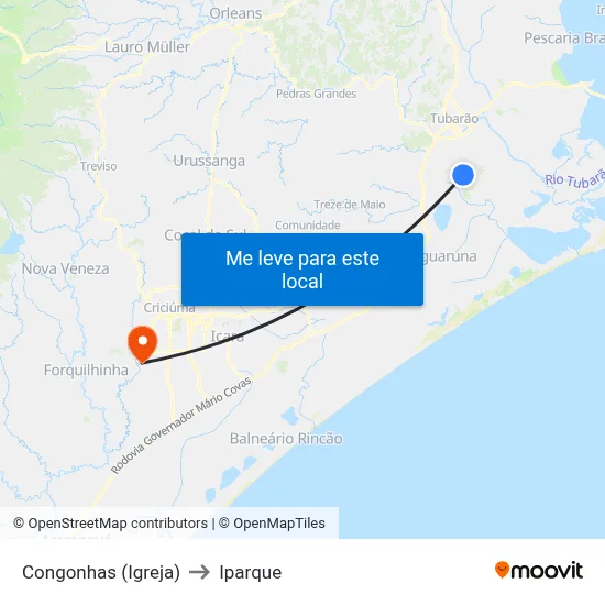 Congonhas (Igreja) to Iparque map