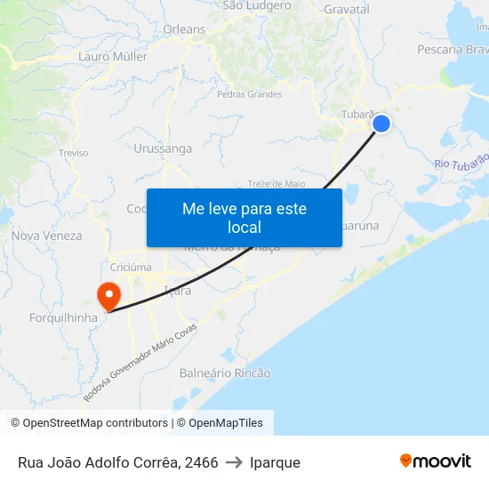 Rua João Adolfo Corrêa, 2466 to Iparque map