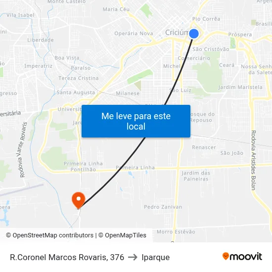 R.Coronel Marcos Rovaris, 376 to Iparque map