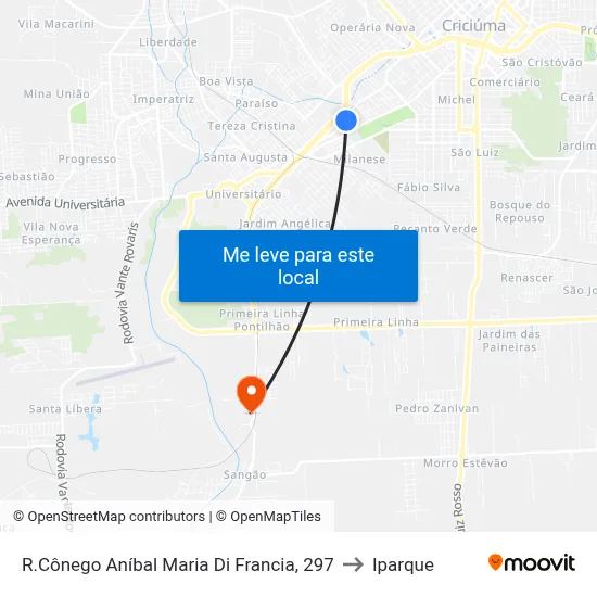 R.Cônego Aníbal Maria Di Francia, 297 to Iparque map