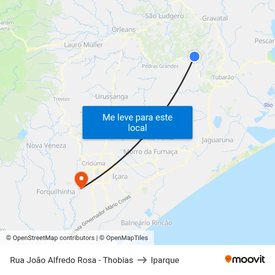 Rua João Alfredo Rosa - Thobias to Iparque map