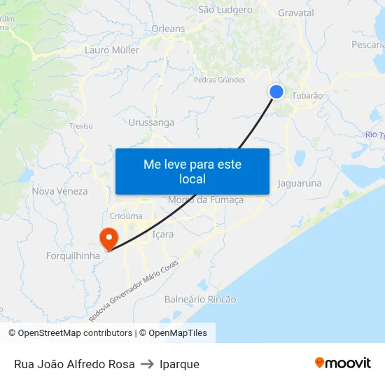 Rua João Alfredo Rosa to Iparque map
