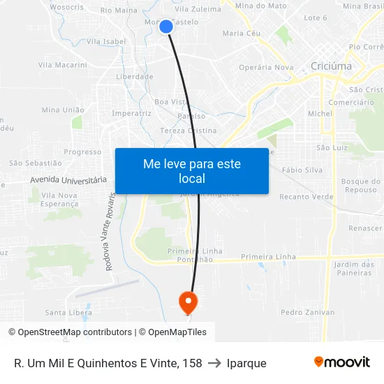 R. Um Mil E Quinhentos E Vinte, 158 to Iparque map