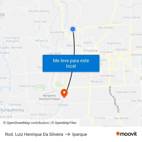 Rod. Luiz Henrique Da Silveira to Iparque map