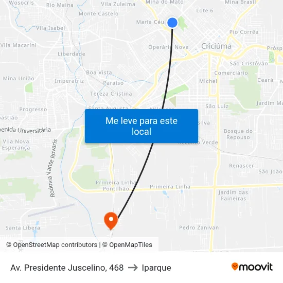 Av. Presidente Juscelino, 468 to Iparque map