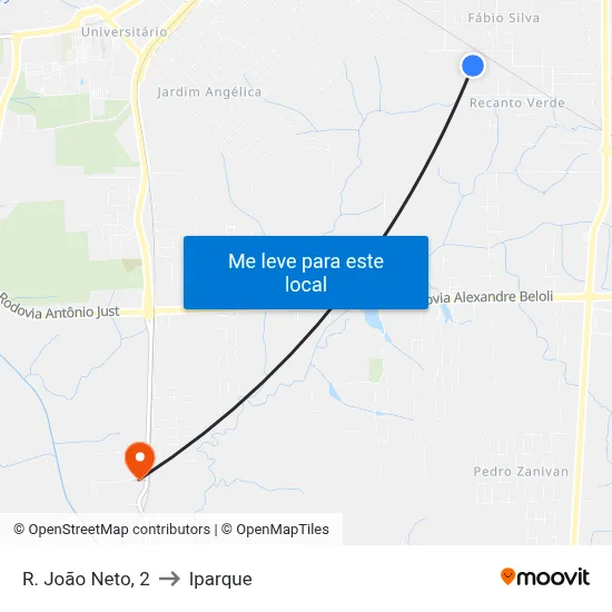 R. João Neto, 2 to Iparque map
