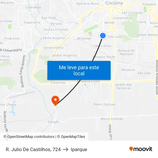 R. Julio De Castilhos, 724 to Iparque map