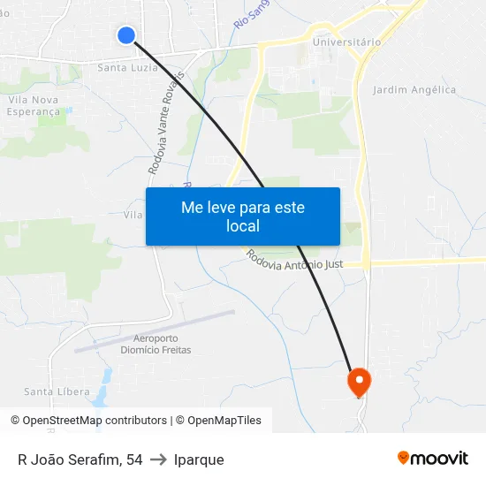 R João Serafim, 54 to Iparque map
