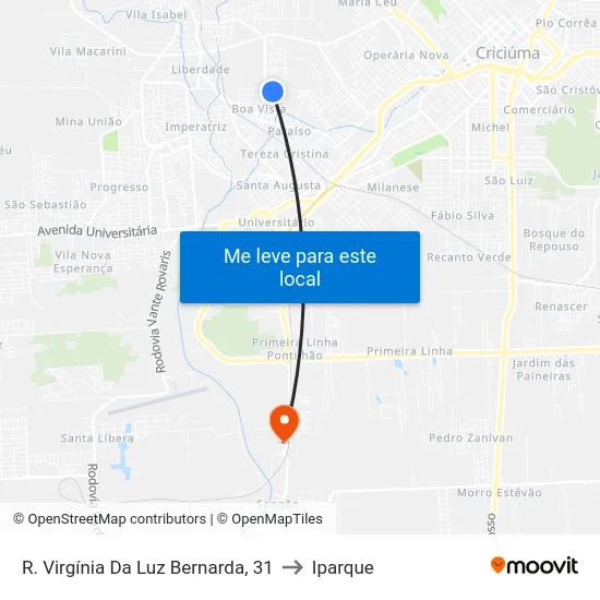 R. Virgínia Da Luz Bernarda, 31 to Iparque map