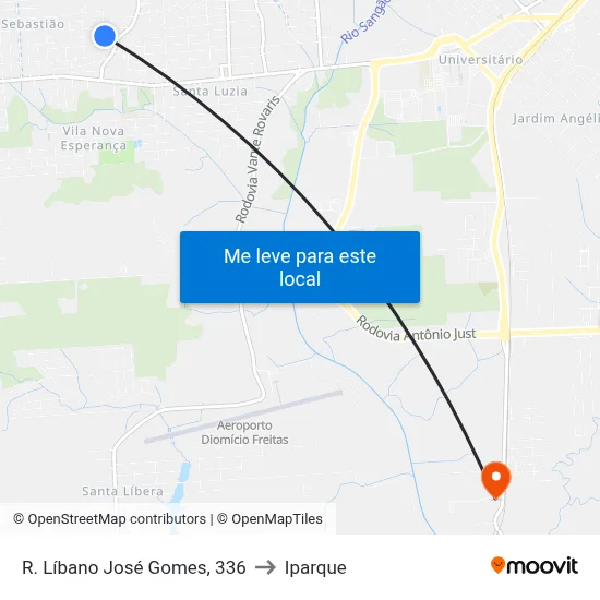 R. Líbano José Gomes, 336 to Iparque map