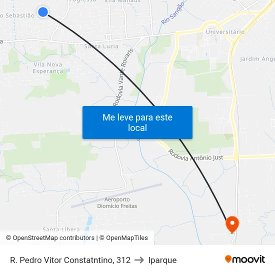 R. Pedro Vitor Constatntino, 312 to Iparque map