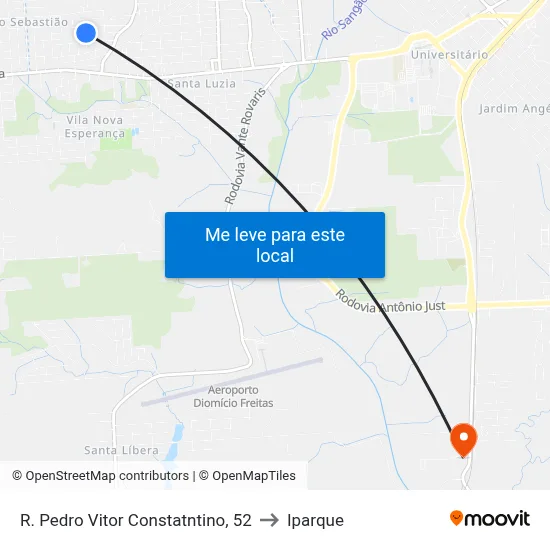 R. Pedro Vitor Constatntino, 52 to Iparque map
