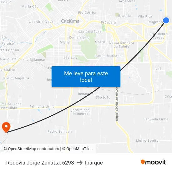 Rodovia Jorge Zanatta, 6293 to Iparque map