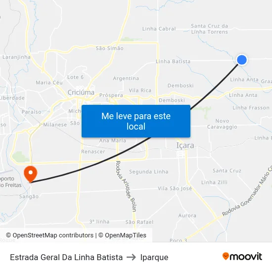 Estrada Geral Da Linha Batista to Iparque map