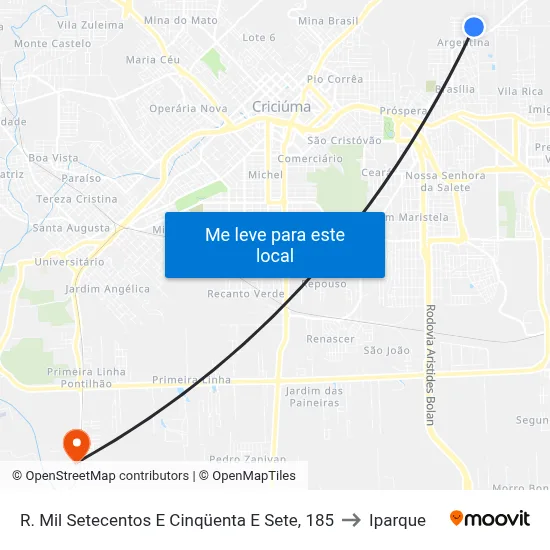 R. Mil Setecentos E Cinqüenta E Sete, 185 to Iparque map