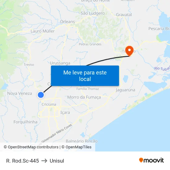 R. Rod.Sc-445 to Unisul map