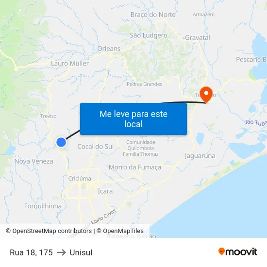 Rua 18, 175 to Unisul map