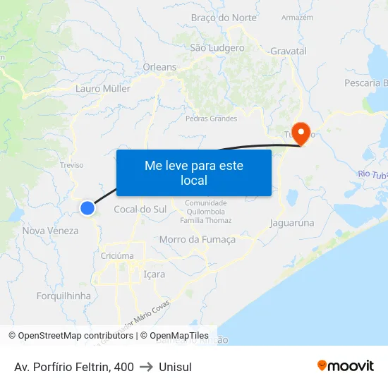 Av. Porfírio Feltrin, 400 to Unisul map