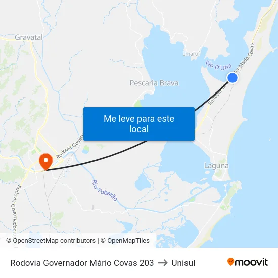 Rodovia Governador Mário Covas 203 to Unisul map