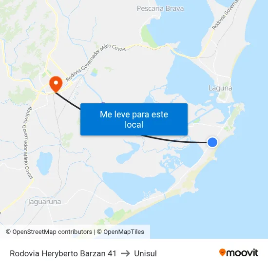 Rodovia Heryberto Barzan 41 to Unisul map