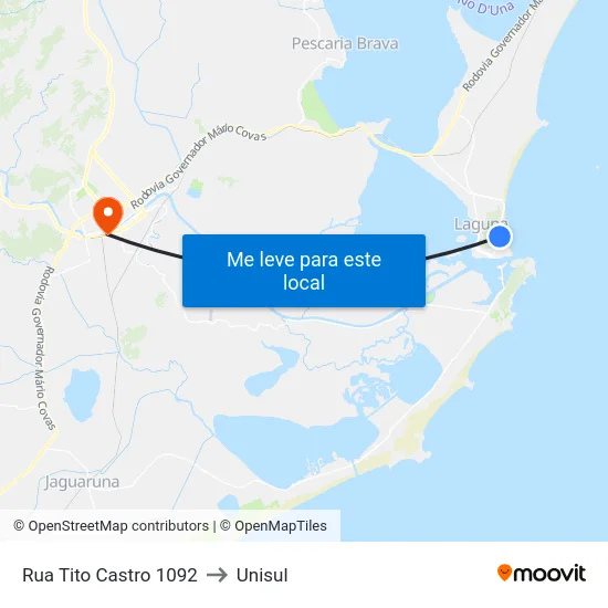 Rua Tito Castro 1092 to Unisul map