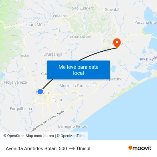Avenida Aristídes Bolan, 500 to Unisul map
