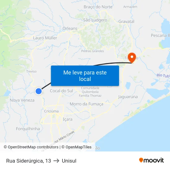 Rua Siderúrgica, 13 to Unisul map