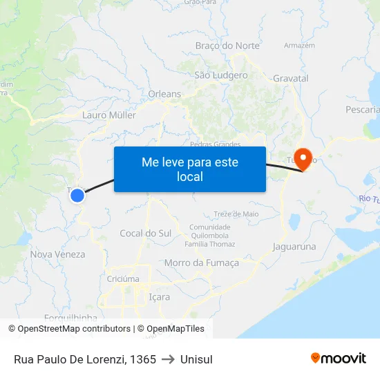 Rua Paulo De Lorenzi, 1365 to Unisul map