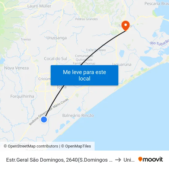 Estr.Geral São Domingos, 2640(S.Domingos Mercado) to Unisul map
