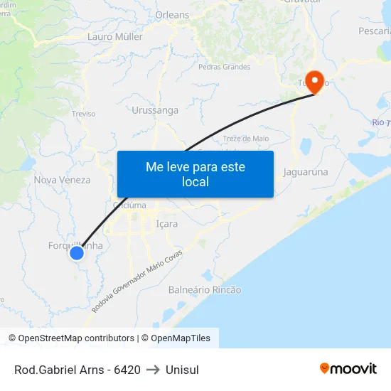 Rod.Gabriel Arns - 6420 to Unisul map