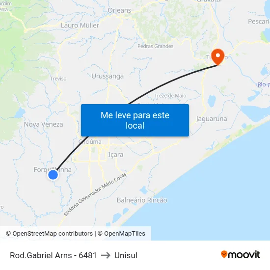 Rod.Gabriel Arns - 6481 to Unisul map