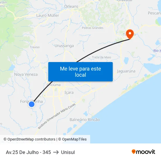 Av.25 De Julho - 345 to Unisul map