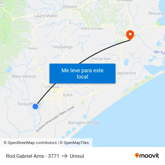 Rod.Gabriel Arns - 3771 to Unisul map