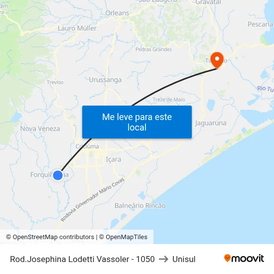 Rod.Josephina Lodetti Vassoler - 1050 to Unisul map