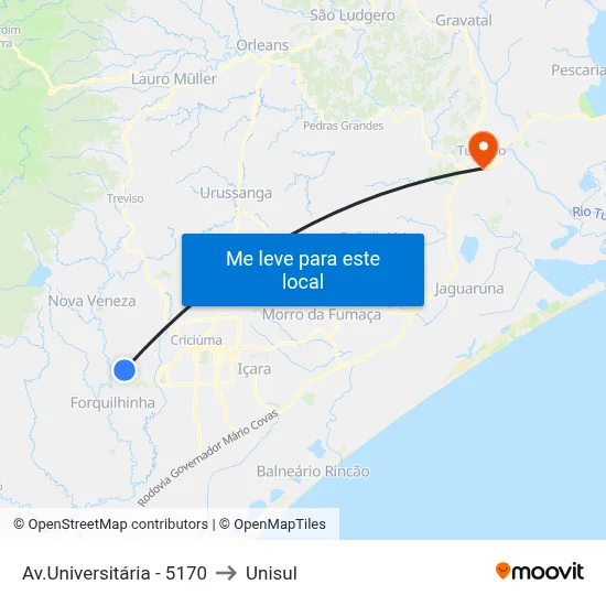 Av.Universitária - 5170 to Unisul map