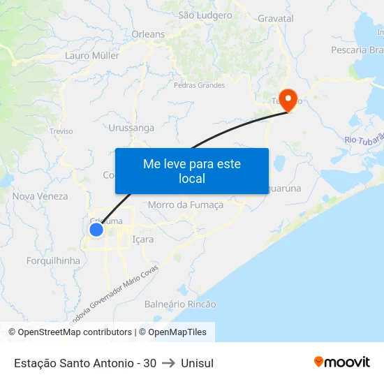 Estação Santo Antonio - 30 to Unisul map