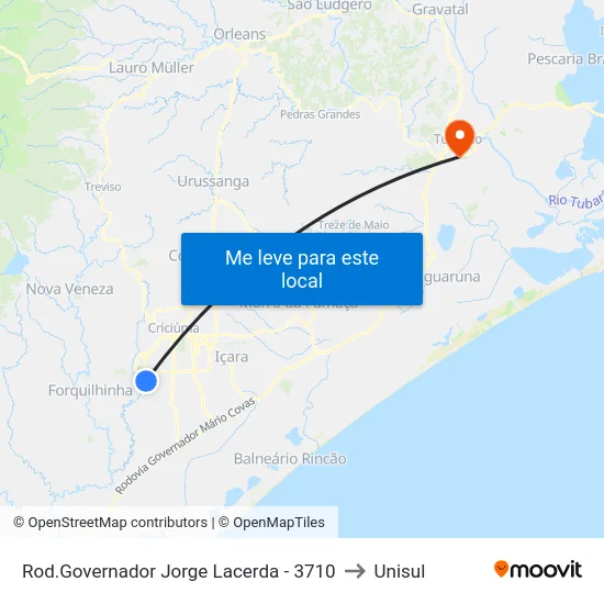 Rod.Governador Jorge Lacerda - 3710 to Unisul map