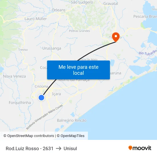 Rod.Luiz Rosso - 2631 to Unisul map
