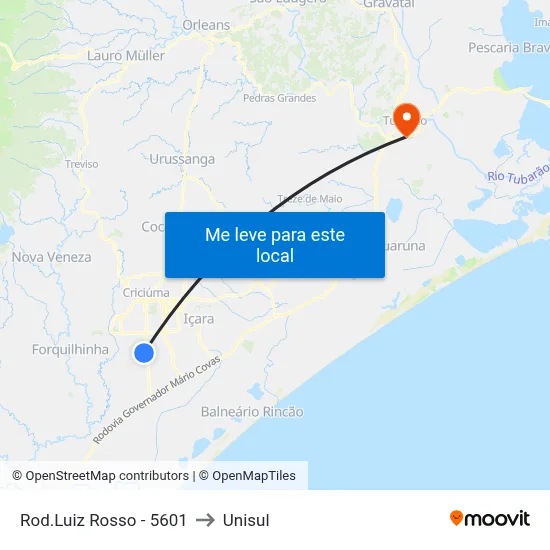 Rod.Luiz Rosso - 5601 to Unisul map